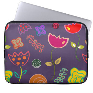 Housse Pour Ordinateur Portable Modern arty purple and pink flowers