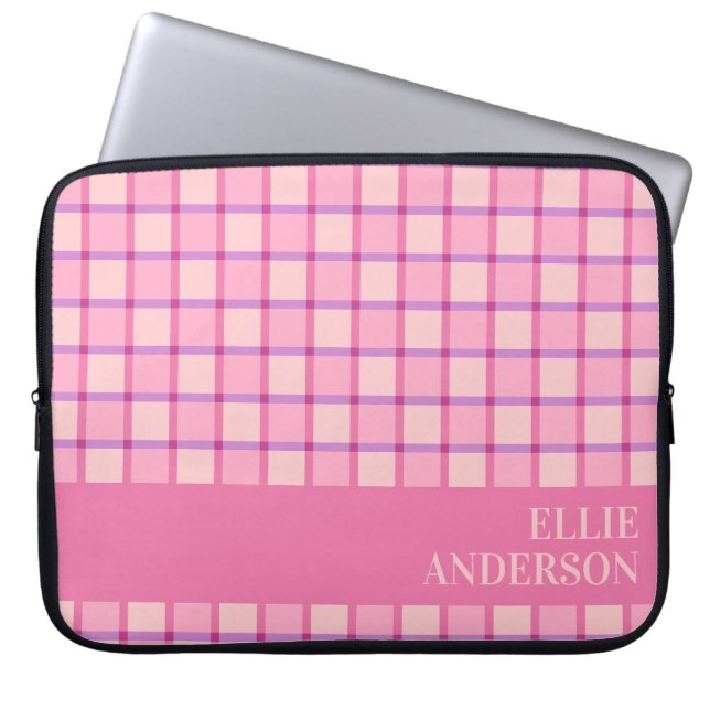 Housse Pour Ordinateur Portable Modern Checker Pink Purple Personalized (Devant)