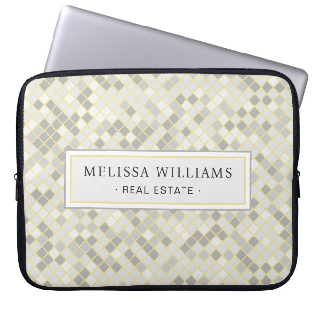 Housse Pour Ordinateur Portable Modern Yellow & Gray Geometric Business (Devant)