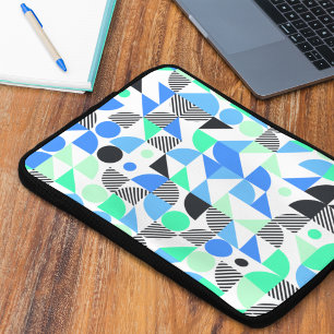 Housse Pour Ordinateur Portable Moderne Abstrait Bleu Menthe Géométrique
