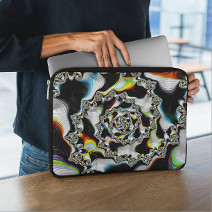 Housse Pour Ordinateur Portable Moderne coloré psychédélique spirale fractale