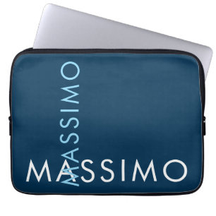 Housse Pour Ordinateur Portable Moderne Élégant Minimaliste Simple Nom Bleu Prussi