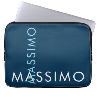 Housse Pour Ordinateur Portable Moderne Élégant Minimaliste Simple Nom Bleu Prussi