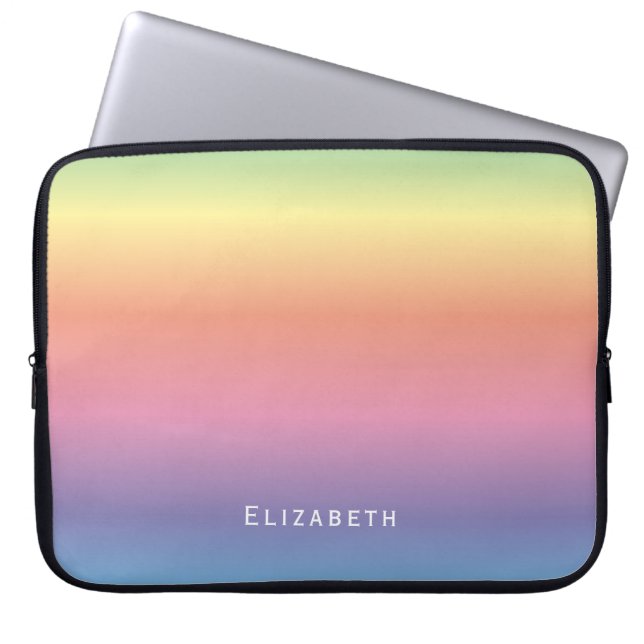 Housse Pour Ordinateur Portable Moderne Girly Cute Pastel Rainbow Ombre Nom person (Devant)
