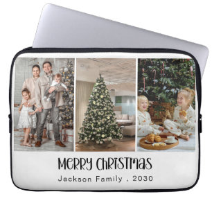 Housse Pour Ordinateur Portable Moderne Minimaliste 4 Photo Collage Nom de Famille