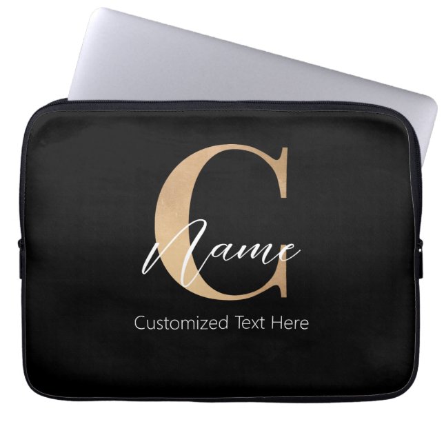 Housse Pour Ordinateur Portable Moderne Monogramme Initial C & Nom Personnalisé (Devant)