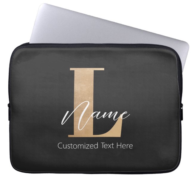 Housse Pour Ordinateur Portable Moderne Monogramme Initiale L & Nom Personnalisé (Devant)