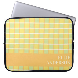 Housse Pour Ordinateur Portable Moderne personnalisé vert jaune orange à carreaux