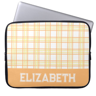 Housse Pour Ordinateur Portable Moderne Plaid Préparatoire Police Varsity Orange J