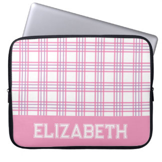 Housse Pour Ordinateur Portable Moderne Plaid Préparatoire Université Police Rose