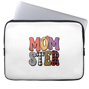 Housse Pour Ordinateur Portable Momster Maman Vintage Léopard Carreaux Typographie