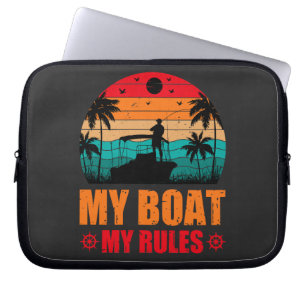Housse Pour Ordinateur Portable Mon Bateau Mes règles Amateurs de pêche Coucher de
