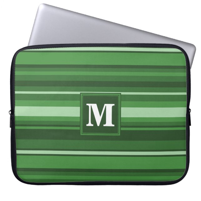 Housse Pour Ordinateur Portable Monogram green stripes (Devant)