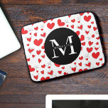Housse Pour Ordinateur Portable Monogram Name Modern Cute Red Heart Pattern Laptop<br><div class="desc">Monogram</div>