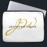 Housse Pour Ordinateur Portable Monogramme blanc or couleur plaine minimaliste mod<br><div class="desc">Vous recherchez un design fonctionnel et un design à l'allure géniale ? Ce design simple,  minimaliste et moderne vous conviendra parfaitement. Que diriez-vous de ce design qui vous attirera votre attention ?</div>