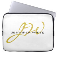 Monogramme blanc or couleur plaine minimaliste mod