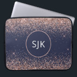 Housse Pour Ordinateur Portable Monogramme Blush Rose Rose Or Marine Parties scint<br><div class="desc">Blush Pink - Rose Gold et Marine Blue Faux Parties scintillant et Élégant Paraphe Monogrammed Initials Coque. Ce coque peut être customisé pour inclure votre nom initial et prénom.</div>