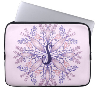 Housse Pour Ordinateur Portable monogramme botanique cottagecore boho rose floral