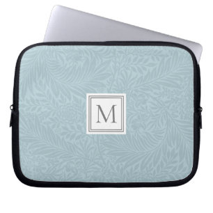 Housse Pour Ordinateur Portable Monogramme botanique floral bleu élégant