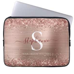 Housse Pour Ordinateur Portable Monogramme Brown Faux-Parties scintillant Glam fil