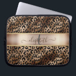 Housse Pour Ordinateur Portable Monogramme de bronze noir Motif léopard<br><div class="desc">Elégant motif léopard sur noir et bronze avec votre monogramme.L'idée cadeau romantique parfaite. Cliquez sur le bouton Customiser pour modifier les polices,  déplacer le texte et customiser davantage votre conception.</div>