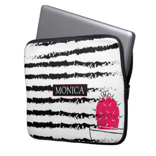 Housse Pour Ordinateur Portable Monogramme de cactus roses