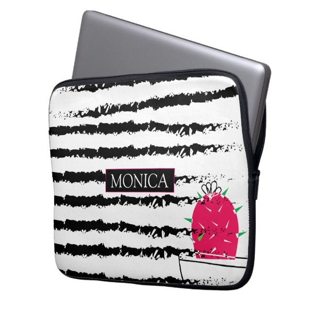Housse Pour Ordinateur Portable Monogramme de cactus roses (devant gauche)