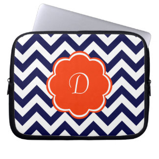 Housse Pour Ordinateur Portable Monogramme de Chevron de bleu marine
