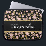 Housse Pour Ordinateur Portable Monogramme de confetti rose, noir et or<br><div class="desc">Pink,  Black et Faux Gold Polka Dot Confetti Motif Elégant Manche Monogramme. Cette manche peut être customisée pour inclure votre nom initial et complet.</div>