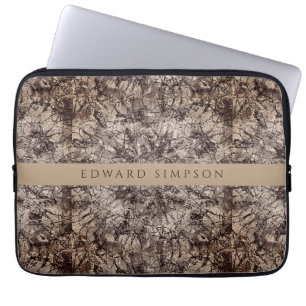 Housse Pour Ordinateur Portable Monogramme de dessin chic Rose or et noir Mandala