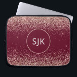 Housse Pour Ordinateur Portable Monogramme de la Parties scintillant d'or rose ros<br><div class="desc">Blush Pink - Rose Gold et Bourgogne Red Faux Parties scintillant et Élégant Parkle Monogrammed Initials Coque. Ce coque peut être customisé pour inclure votre nom initial et prénom.</div>