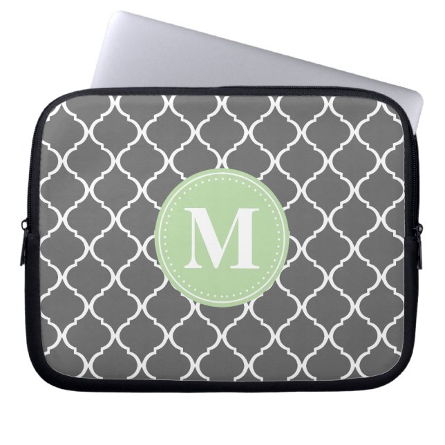 Housse Pour Ordinateur Portable Monogramme de menthe grise marocaine (Devant)