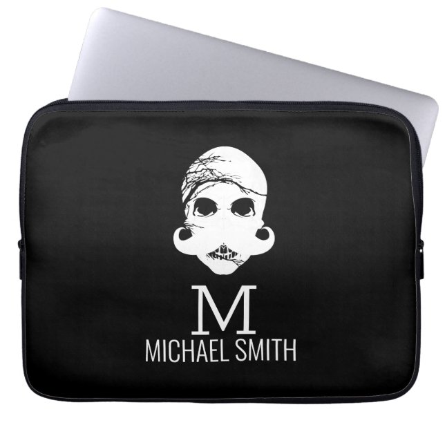 Housse Pour Ordinateur Portable Monogramme de moustache drôle (Devant)