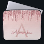 Housse Pour Ordinateur Portable Monogramme de Parties scintillant d'or Girly Pink<br><div class="desc">Blush Pink - Rose  Gold Faux Dripping (Drips) Parties scintillant et Coque d'ordinateur portable Monogramme Élégant Sparkle. Ce coque monogrammé peut être customisé pour inclure votre nom initial et prénom.</div>