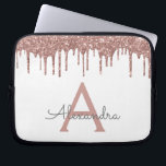 Housse Pour Ordinateur Portable Monogramme de Parties scintillant d'or rose blanch<br><div class="desc">Blanc et rose - Rose Gold Faux Dripping Parties scintillant fille moderne et élégante et étincelante Coque Monogramme Élégant. Ce coque peut être customisé pour inclure votre nom initial et prénom.</div>