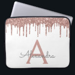 Housse Pour Ordinateur Portable Monogramme de Parties scintillant d'or rose blanch<br><div class="desc">Blanc et rose - Rose Gold Faux Dripping Parties scintillant fille moderne et élégante et étincelante Coque Monogramme Élégant. Ce coque peut être customisé pour inclure votre nom initial et prénom.</div>