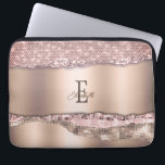 Housse Pour Ordinateur Portable Monogramme de Parties scintillant Gold Diamonds Ro<br><div class="desc">Motif or rose tendance et diamants avec votre monogramme et nom.L'idée cadeau cool parfait pour elle en toute occasion.</div>