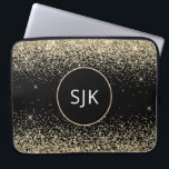 Housse Pour Ordinateur Portable Monogramme de Parties scintillant noire moderne Gi<br><div class="desc">Parties scintillant de luxe Gold et Black Faux et Coque d'Initiales Monogrammes Élégantes. Ce coque peut être customisé pour inclure votre nom initial et prénom.</div>
