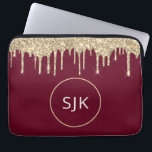 Housse Pour Ordinateur Portable Monogramme de Parties scintillant rouge Bourgogne<br><div class="desc">Parties scintillant personnalisée Gold et Burgundy Red Faux et Coque Élégant Paraphe Monogrammed Initials. Ce coque peut être customisé pour inclure votre nom initial et prénom.</div>