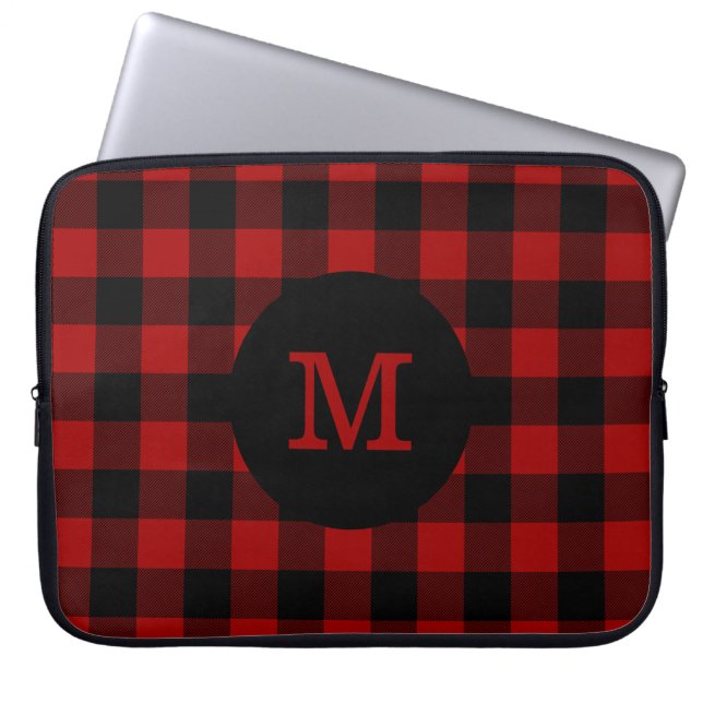 Housse Pour Ordinateur Portable Monogramme de plaid de Buffalo (Devant)