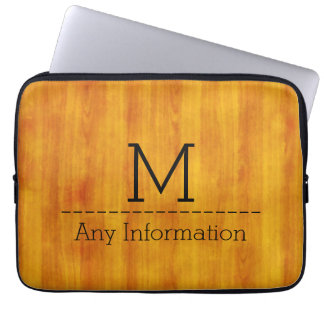 Housse Pour Ordinateur Portable Monogramme de texture de grain de bois #3