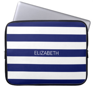 Housse Pour Ordinateur Portable Monogramme de très bon goût de nom de rayure du