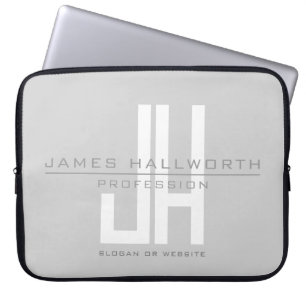 Housse Pour Ordinateur Portable Monogramme d'entreprise moderne Gris