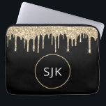 Housse Pour Ordinateur Portable Monogramme d'étincelle de Parties scintillant d'or<br><div class="desc">Parties scintillant en or et en noir Faux personnalisées et Coque d'initiaux monogrammes Élégants. Ce coque peut être customisé pour inclure votre nom initial et prénom.</div>