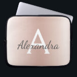 Housse Pour Ordinateur Portable Monogramme d'ombre métallique rose rose pâle<br><div class="desc">Rose rose rose vierge métal métallique moderne et élégant Coque Monogramme. Ce coque peut être customisé pour inclure votre nom initial et prénom et fait un grand cadeau de Noël ou de 16 Anniversaire doux.</div>