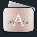 Housse Pour Ordinateur Portable Monogramme d'ombre métallique rose rose pâle<br><div class="desc">Rose rose rose vierge métal métallique moderne et élégant Coque Monogramme. Ce coque peut être customisé pour inclure votre nom initial et prénom et fait un grand cadeau de Noël ou de 16 Anniversaire doux.</div>