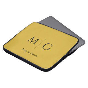 Housse Pour Ordinateur Portable Monogramme élégant avec conception de nom M Or