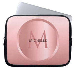 Housse Pour Ordinateur Portable Monogramme élégant Rose or Modèle