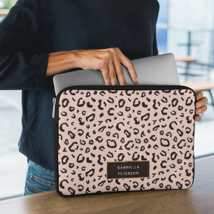 Housse Pour Ordinateur Portable Monogramme Empreinte de léopard rose mode