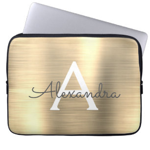 Housse Pour Ordinateur Portable Monogramme en acier inoxydable or de luxe